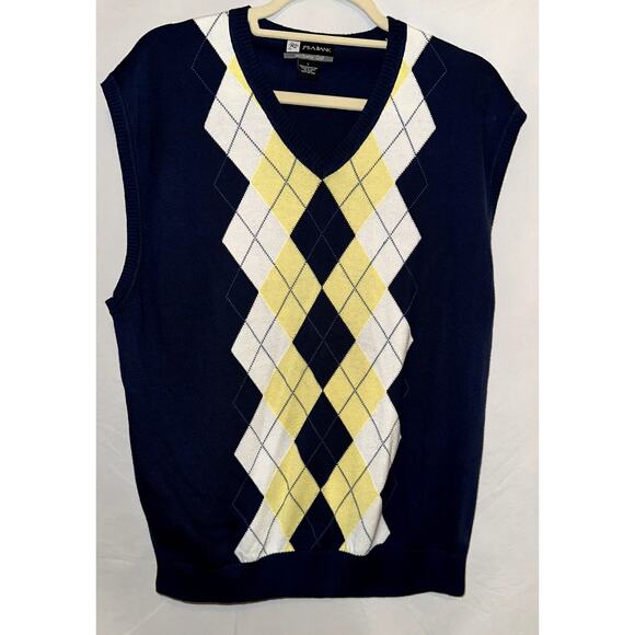 Jos. A. Bank Other - Jos A Bank Sweater Vest Men Large Navy Argyle Print David Leadbetter Golf Preppy